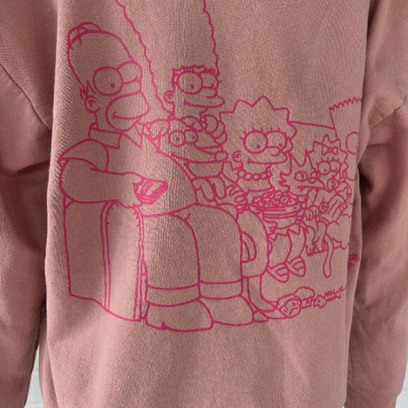 Large Simpsons Graphic Oversized Long Sleeve Two Tone Pink Sweatshirt - Picture 8 of 13